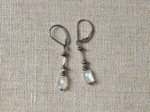 Rainbow Moonstone Mixed Metal Earrings