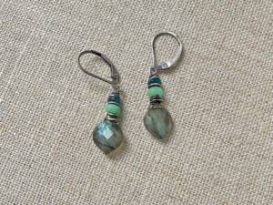 Wire-wrapped Labradorite Finial Earrings