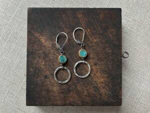 Turquoise Hammered Hoop Earrings