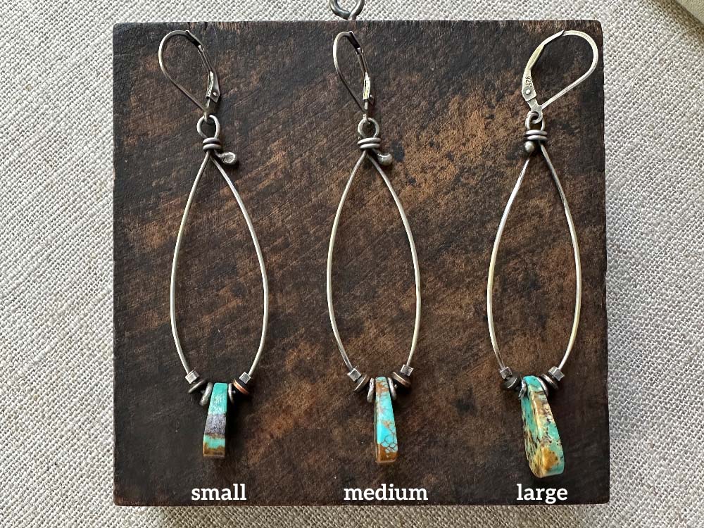 Turquoise Swing Earrings Sizes