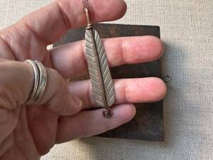 Mixed Metal Feather Pendant