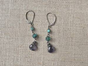 Iolite Three Stone Earrings