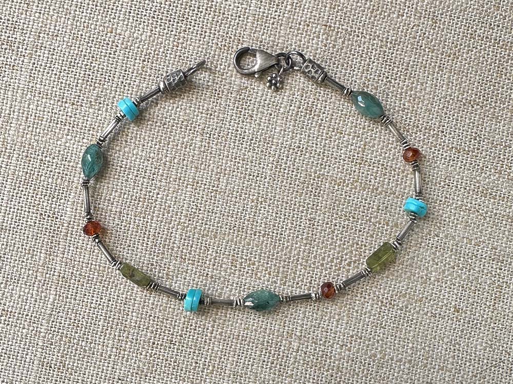 Vesuvianite & Thai Silver Harvest Bracelet